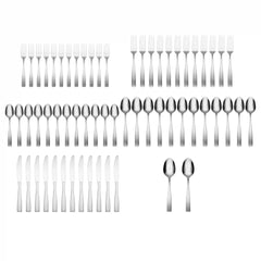 Madison Satin 62-Piece Flatware Set with Wood Tray