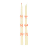 Pink Bow Taper Candles, Set of 2
