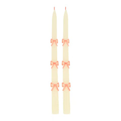 Pink Bow Taper Candles, Set of 2