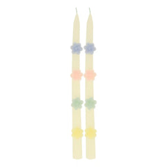 Pastel Flowers Taper Candles, Set of 2