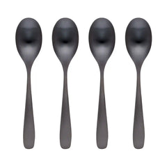 Eliana Black Satin Dinner Spoons, Set of 4