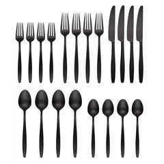 Nylah Black Satin 20-Piece Flatware Set