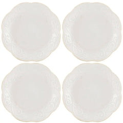 French Perle White 4-Piece Dessert Set