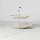 French Perle White 2-Tiered Server