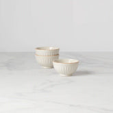 French Perle Groove White Mini 3-Piece Bowl Set