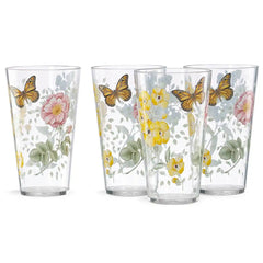 Butterfly Meadow Acrylic Highball Glasses, Set of 4