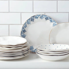Blue Bay White Dinner Plates, Set of 4
