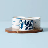Blue Bay Snack Bowls with Wood Tray, Set of 3