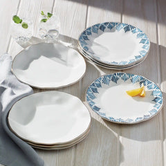 Blue Bay White Dinner Plates, Set of 4