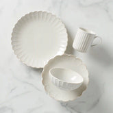 French Perle Scallop White 4-Piece Place Setting