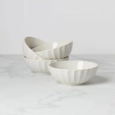 French Perle Scallop White All-Purpose Bowls, Set of 4
