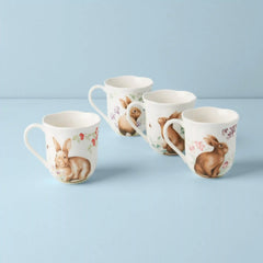 Butterfly Meadow Bunny Mugs, Set of 4