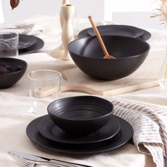 Ridge Black 12-Piece Dinnerware Set