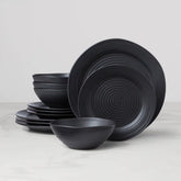 Ridge Black 12-Piece Dinnerware Set