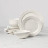 Ridge White 12-Piece Dinnerware Set