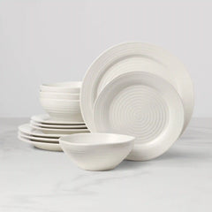 Ridge White 12-Piece Dinnerware Set