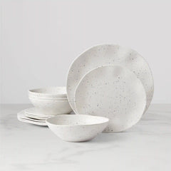 Terrazzo Melamine Cream 12-Piece Dinnerware Set