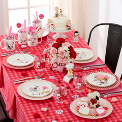 Gingham Pink Dinner Plates, Set of 4