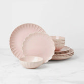 French Perle Scallop Blush 12-Piece Dinnerware Set