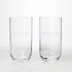 Bottoms Up & Top Me Off Highball Glasses, Set of 2