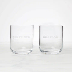 This Rocks & You're Neat Double Old-Fashioned Glasses, Set of 2
