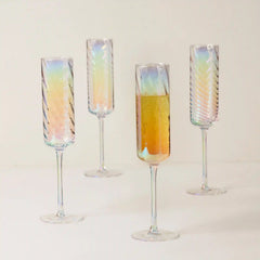 Tuscany Classics Iridescent Flute Glasses, Set of 4
