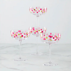 It's Raining Confetti Coupe Glasses, Set of 4