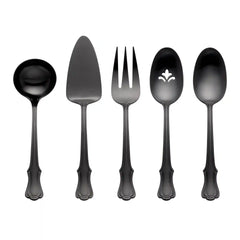 James Street Black Satin 5-Piece Hostess Set