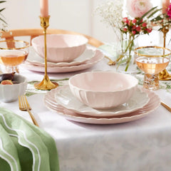 French Perle Scallop White Accent Plates, Set of 4