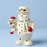 Happy Holly Days Snowman With Stocking Lit Figurine