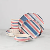 24 Seven Melamine Stripe 12-Piece Dinnerware Set