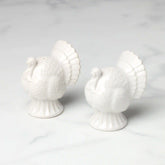 French Perle White Carved Turkey Salt & Pepper Set