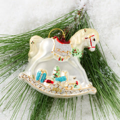 2026 Blown Glass Baby's 1st Christmas Rocking Horse Ornament