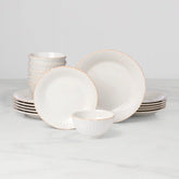 French Perle Groove White 18-Piece Dinnerware Set