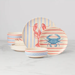 24 Seven Melamine, Wharfside 12-Piece Dinnerware Set
