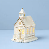 Mistletoe Park School House Lit Figurine