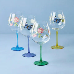Butterfly Meadow Balloon Wine Glasses, Set of 4, Assorted