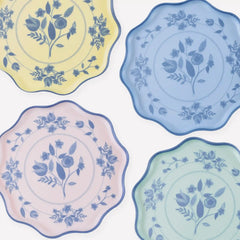Vintage Botanical Reusable Large Plates, Set of 4