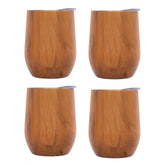 Insulated Woodgrain Wine Tumblers, Set of 4