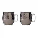 Hammered Black Moscow Mule Mugs, Set of 2