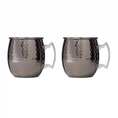 Hammered Black Moscow Mule Mugs, Set of 2