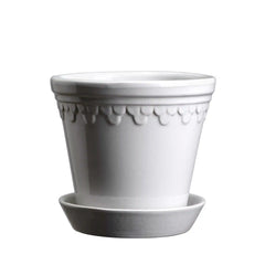 Kobenhavner Glazed Mineral White 16cm Pot with Saucer
