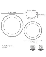 Butterfly Meadow Holiday 12-Piece Dinnerware Set