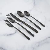 Isobel Black Satin 20-Piece Flatware Set