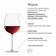 Tuscany Signature Series Warm & Cool Region Wine Glasses, Set of 2