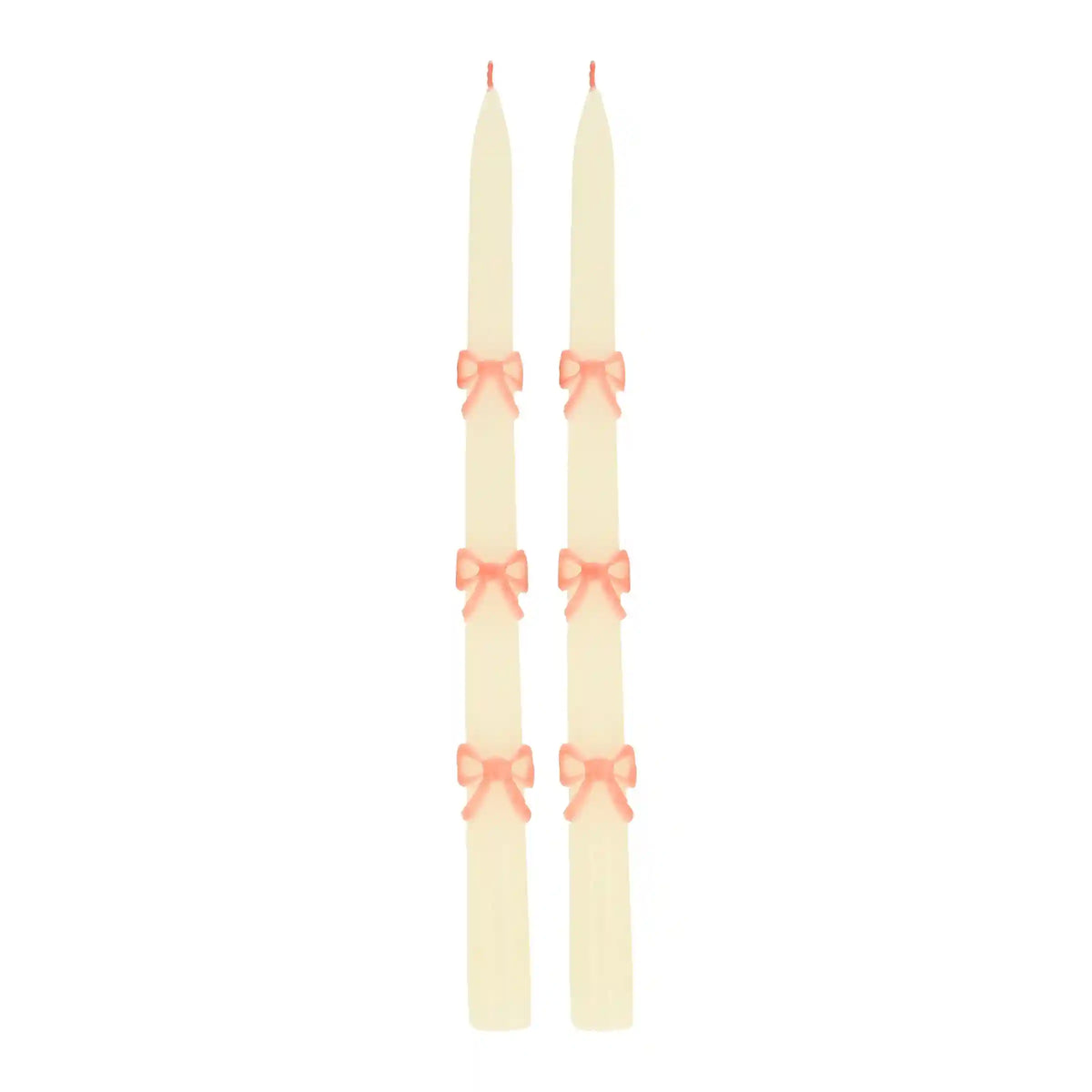 Pink Bow Taper Candles, Set of 2
