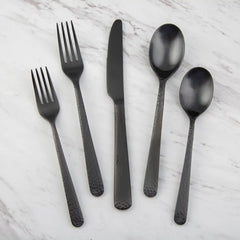 Cecil Black Satin Hammered 20-Piece Flatware Set