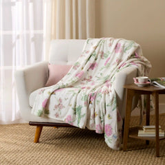 Butterfly Meadow Bloom Pink Throw Blanket