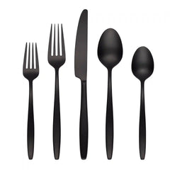 Nylah Black Satin 20-Piece Flatware Set