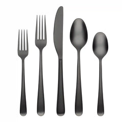 Rafael Black Satin 20-Piece Flatware Set